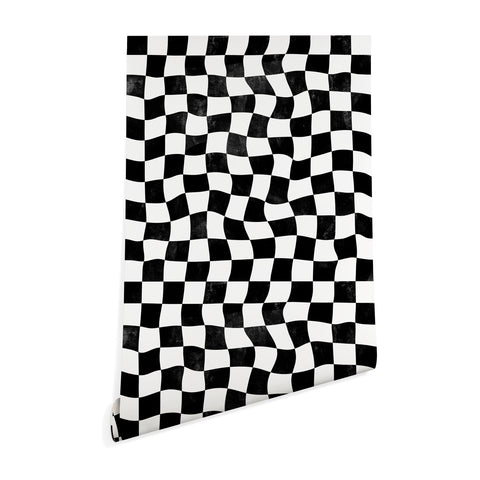 Avenie Warped Checkerboard BW Wallpaper