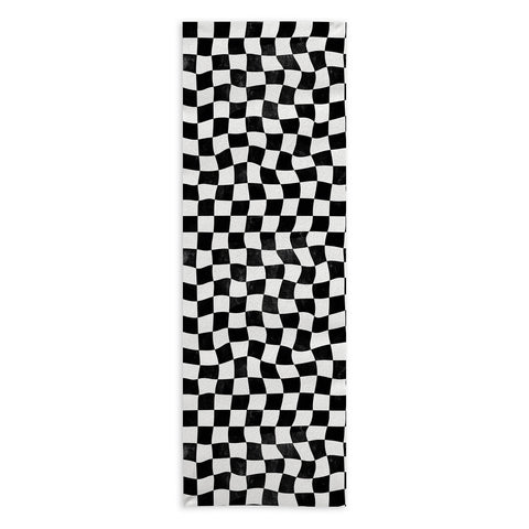 Avenie Warped Checkerboard BW Yoga Towel