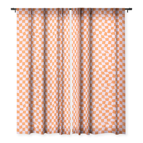 Avenie Warped Checkerboard Sheer Window Curtain