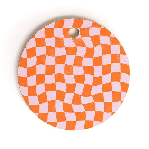 Avenie Warped Checkerboard Cutting Board Round