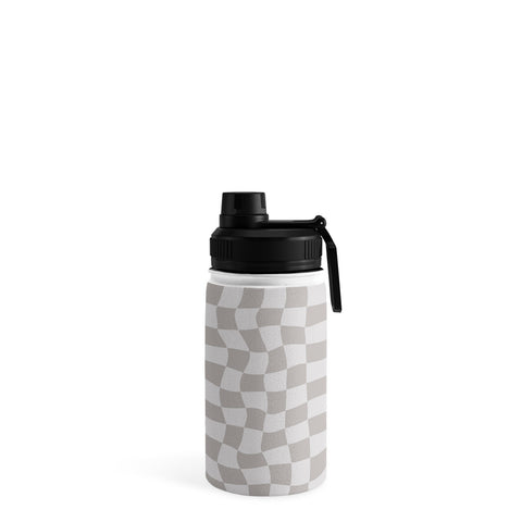 Avenie Warped Checkerboard Grey Water Bottle