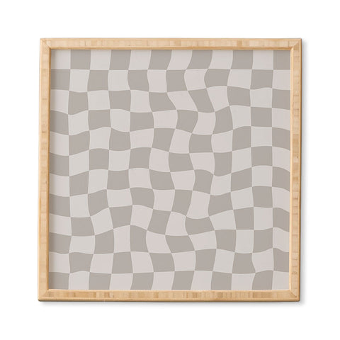 Avenie Warped Checkerboard Grey Framed Wall Art