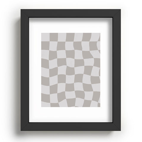 Avenie Warped Checkerboard Grey Recessed Framing Rectangle