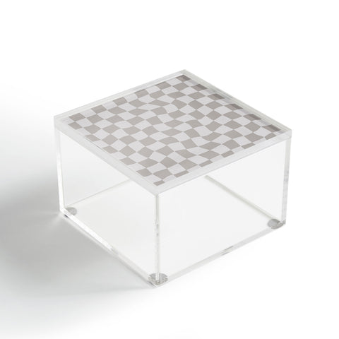Avenie Warped Checkerboard Grey Acrylic Box