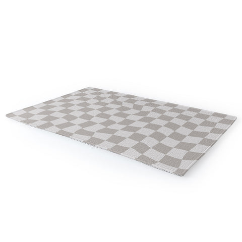 Avenie Warped Checkerboard Grey Area Rug