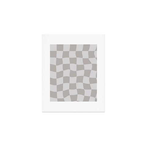 Avenie Warped Checkerboard Grey Art Print
