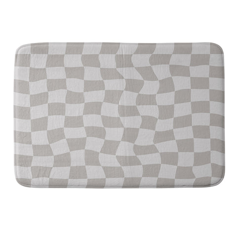 Avenie Warped Checkerboard Grey Memory Foam Bath Mat