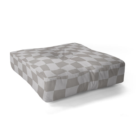 Avenie Warped Checkerboard Grey Floor Pillow Square