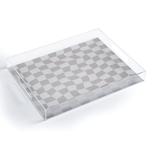 Avenie Warped Checkerboard Grey Acrylic Tray