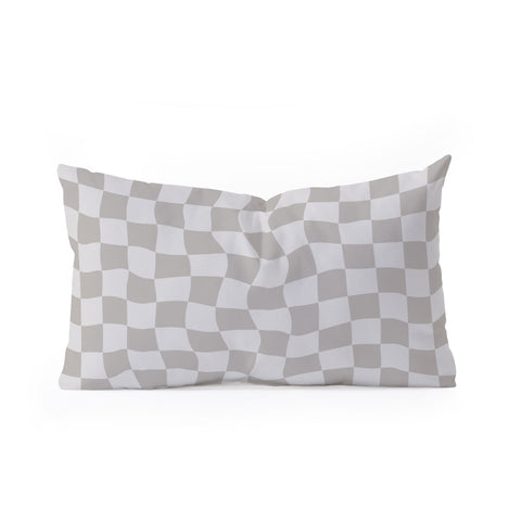 Avenie Warped Checkerboard Grey Oblong Throw Pillow