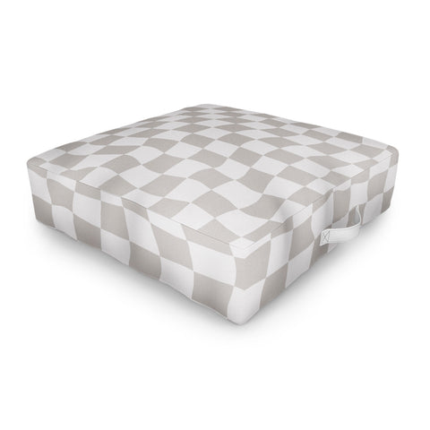 Avenie Warped Checkerboard Grey Outdoor Floor Cushion