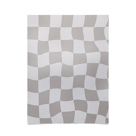Avenie Warped Checkerboard Grey Poster