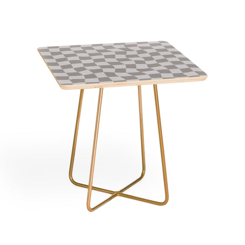 Avenie Warped Checkerboard Grey Side Table