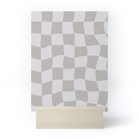 Avenie Warped Checkerboard Grey Mini Art Print