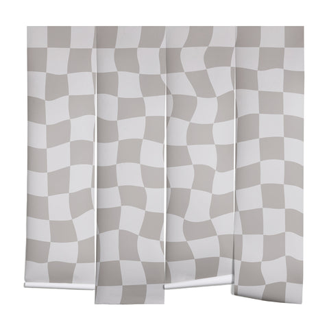 Avenie Warped Checkerboard Grey Wall Mural