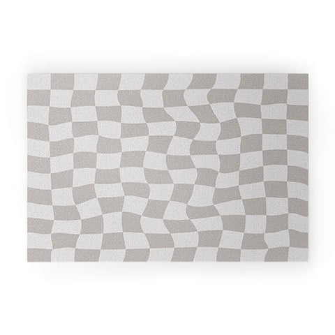 Avenie Warped Checkerboard Grey Welcome Mat