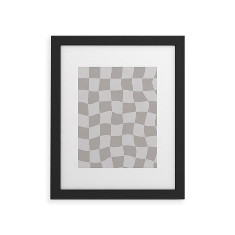 Avenie Warped Checkerboard Grey Framed Art Print