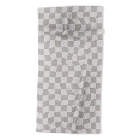 Avenie Warped Checkerboard Grey Beach Towel