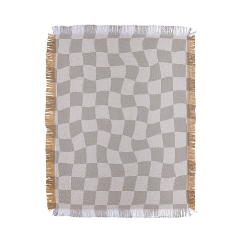 Avenie Warped Checkerboard Grey Throw Blanket
