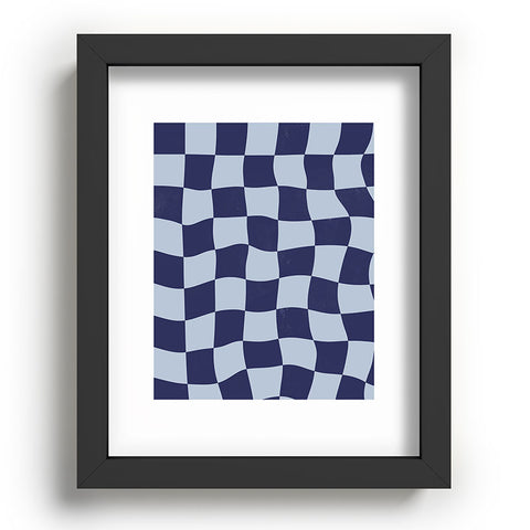 Avenie Warped Checkerboard Navy Recessed Framing Rectangle