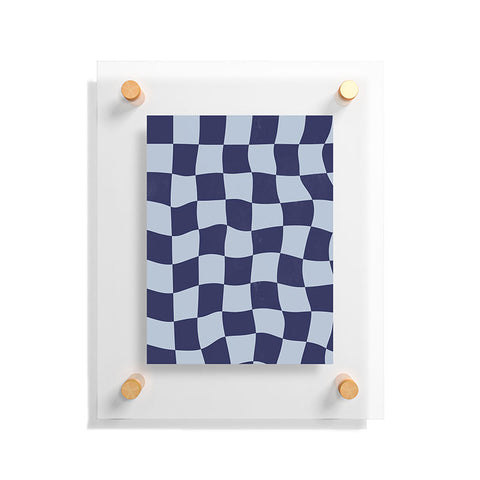 Avenie Warped Checkerboard Navy Floating Acrylic Print