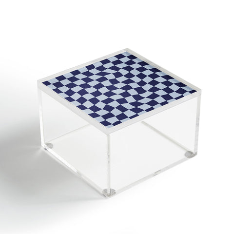 Avenie Warped Checkerboard Navy Acrylic Box