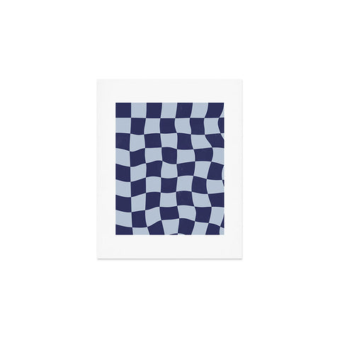 Avenie Warped Checkerboard Navy Art Print