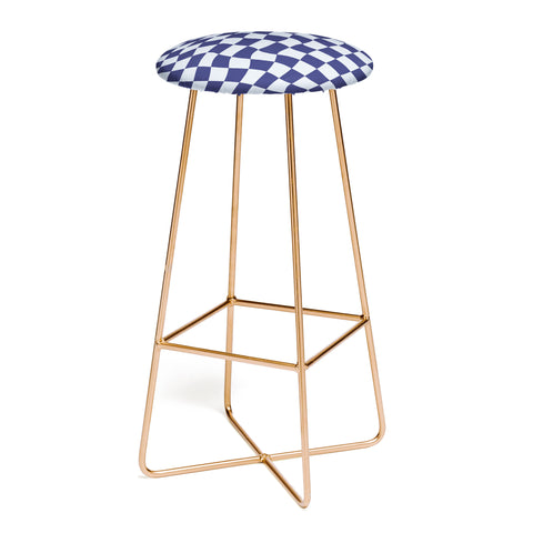 Avenie Warped Checkerboard Navy Bar Stool