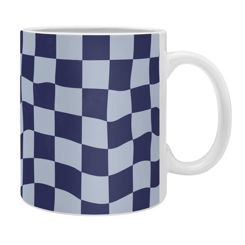 Avenie Warped Checkerboard Navy Coffee Mug