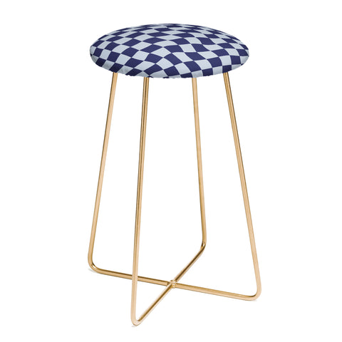 Avenie Warped Checkerboard Navy Counter Stool