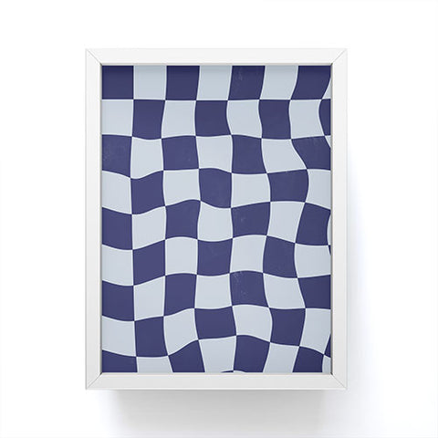 Avenie Warped Checkerboard Navy Framed Mini Art Print