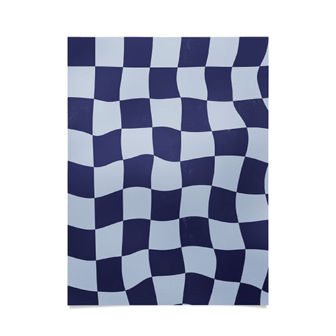 Avenie Warped Checkerboard Navy Poster