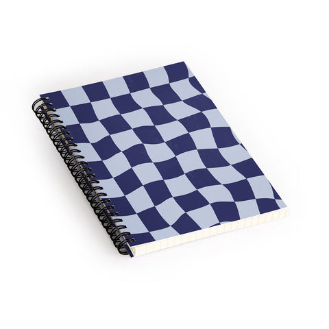 Avenie Warped Checkerboard Navy Spiral Notebook