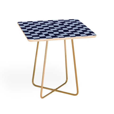 Avenie Warped Checkerboard Navy Side Table