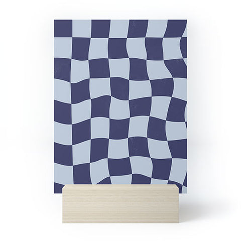 Avenie Warped Checkerboard Navy Mini Art Print
