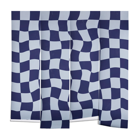 Avenie Warped Checkerboard Navy Wall Mural