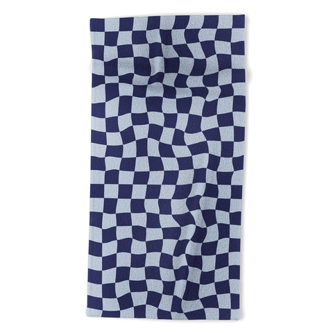 Avenie Warped Checkerboard Navy Beach Towel