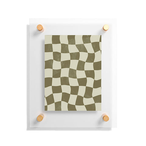 Avenie Warped Checkerboard Olive Floating Acrylic Print