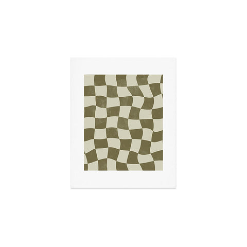 Avenie Warped Checkerboard Olive Art Print