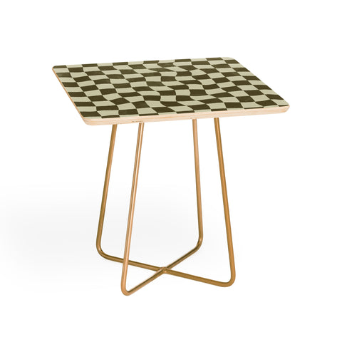 Avenie Warped Checkerboard Olive Side Table