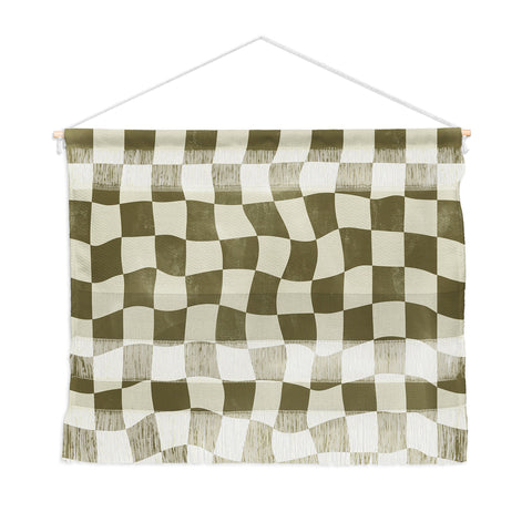 Avenie Warped Checkerboard Olive Wall Hanging Landscape