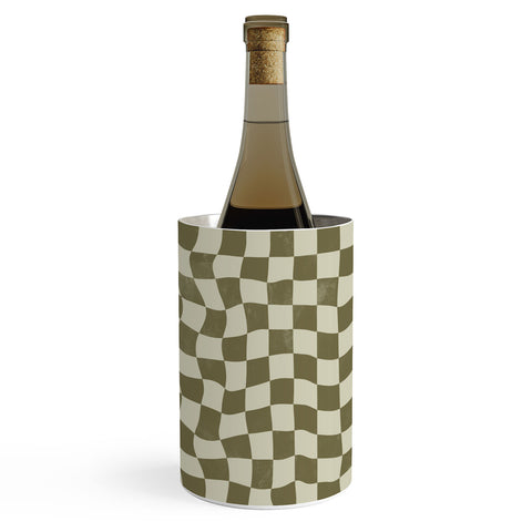 Avenie Warped Checkerboard Olive Wine Chiller