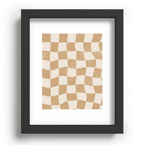 Avenie Warped Checkerboard Tan Recessed Framing Rectangle