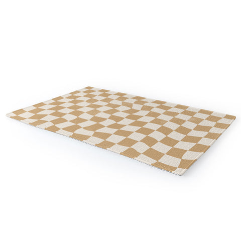 Avenie Warped Checkerboard Tan Area Rug