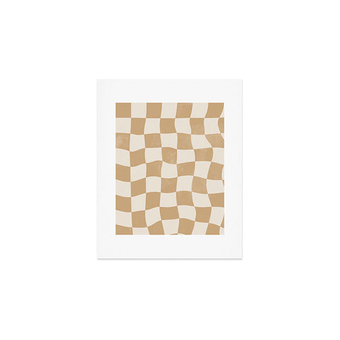 Avenie Warped Checkerboard Tan Art Print