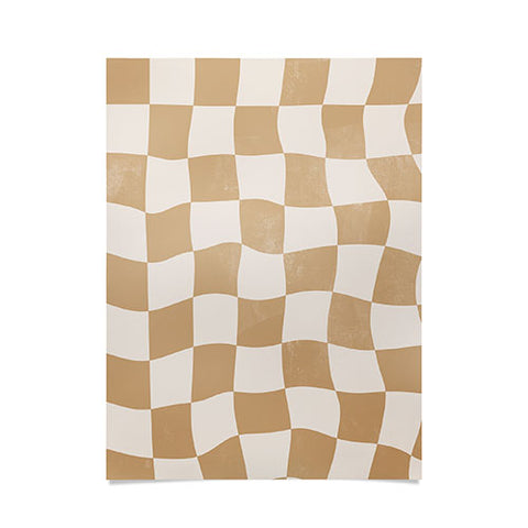 Avenie Warped Checkerboard Tan Poster