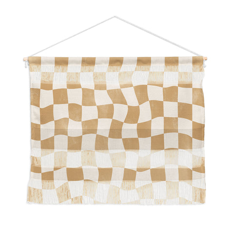 Avenie Warped Checkerboard Tan Wall Hanging Landscape