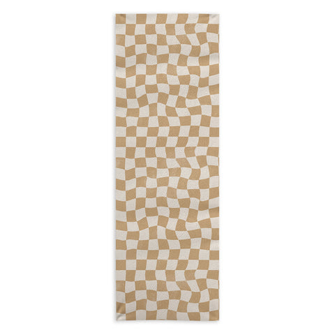 Avenie Warped Checkerboard Tan Yoga Towel