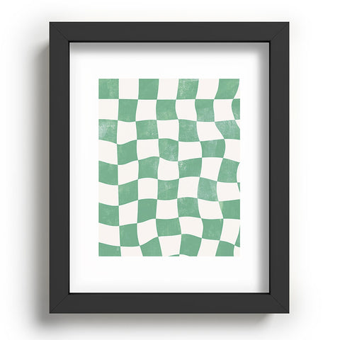Avenie Warped Checkerboard Teal Recessed Framing Rectangle