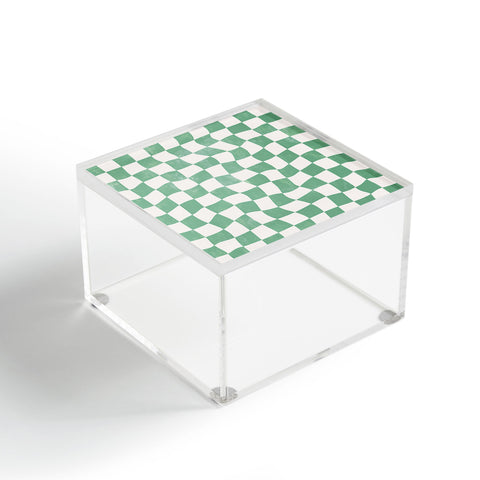 Avenie Warped Checkerboard Teal Acrylic Box